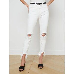 L'AGENCE High Line Jeans Size 25 Womens Blanc Destruct $435